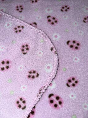 Just Born Pink Ladybug Baby Blanket HTF Soft Fleece Flower Security Lovey